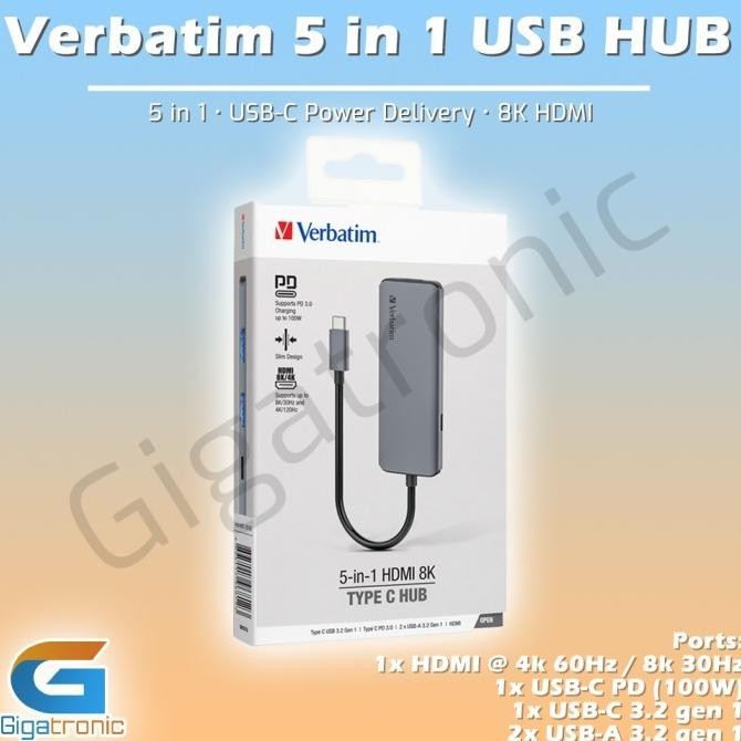 Usb Type C Hub 5 In 1 Verbatim - 8K Hdmi , Power Delivery Borjaqueen