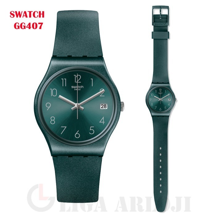 Swatch Gg407 Jam Tangan Wanita Analog Rubber Hijau Swiss Made Ashbaya