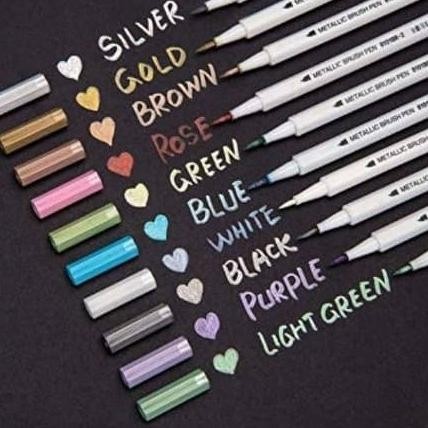 

Metalic Calligraphy Brush Pen (10Pcs)