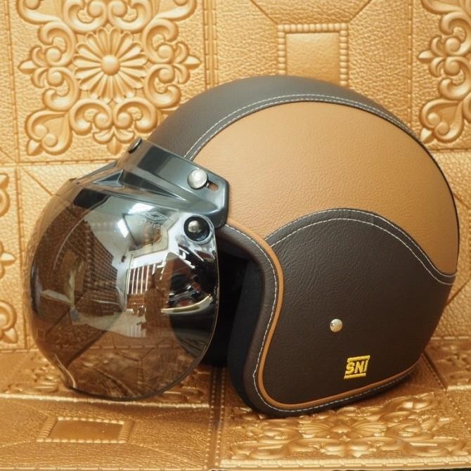 Terbaru !!! Helm Bogo Kulit Classic Sni Dewasa Pria Dan Wanita Helmet Bodybassshop