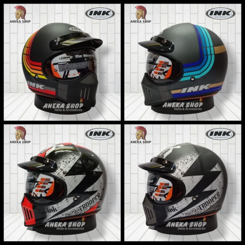 HELM INK TROOPER MOTIF | ANEKA MACAM WARNA | SINGLE VISOR | RETRO SNI