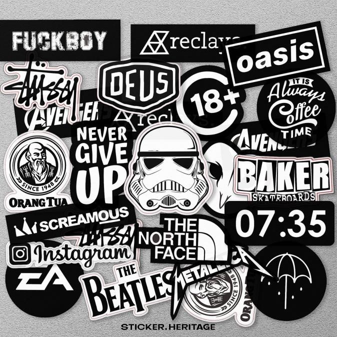 

21 Stiker Aesthetic BLACK & WHITE STIKER TUMBLER HP | STIKER LAPTOP SKIA OFFICIAL