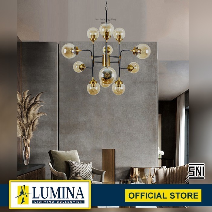 Lumina Lampu Gantung Lampu Hias Model 8910/6+6 BK GAB