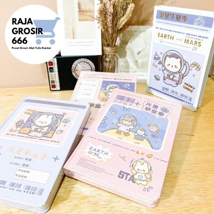 

Gilaa!!! Buku Hardcover A5 Astronot Diary Notebook Kertas Bergaris Lucu Motif A Bergaransi