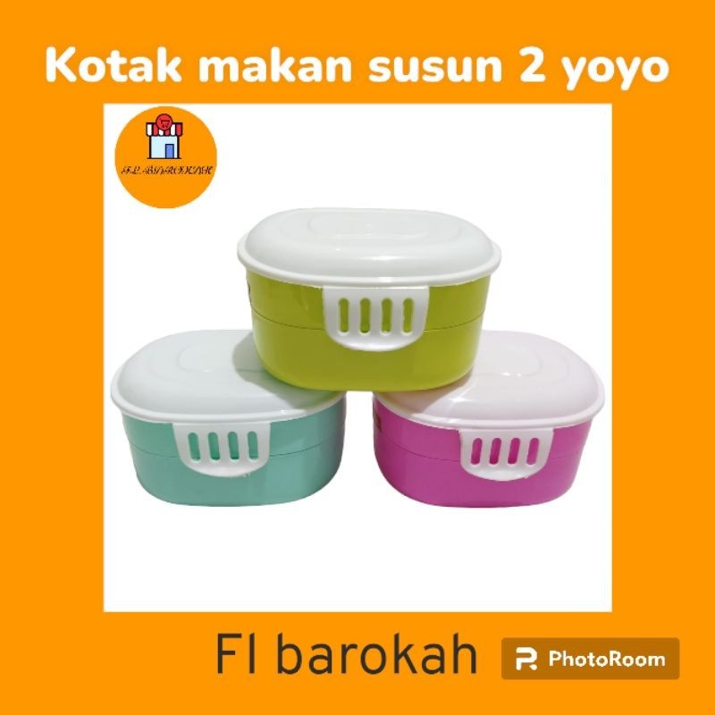 lunch box susun 2/kotak makan susun/kotak makan warna/kotak makan yoyo susun 2
