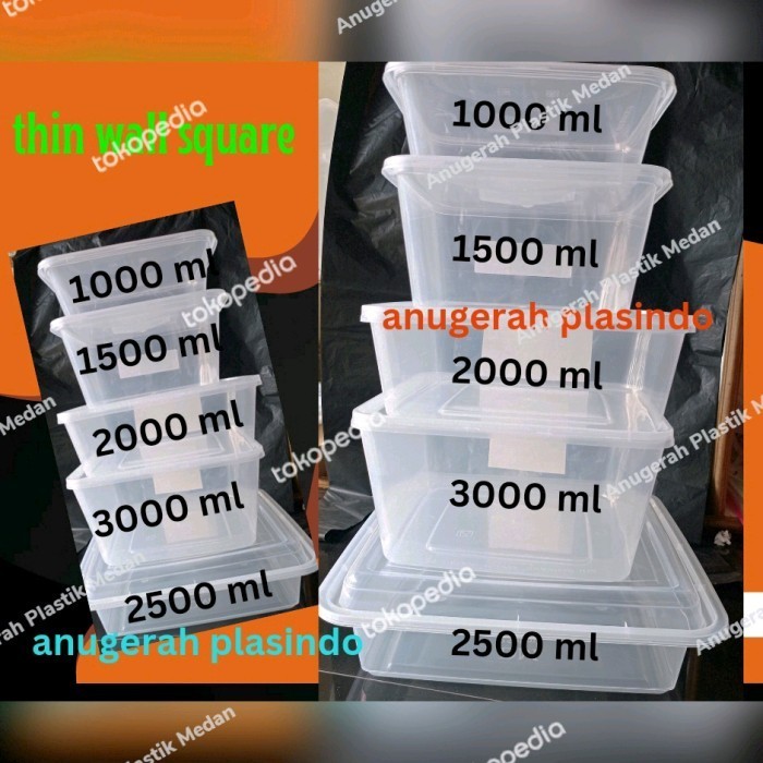

^^^^^] kotak makan plastik thinwall DM square 3000ml