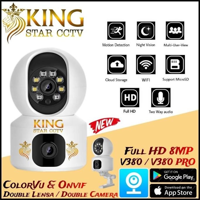 Ip Camera Cctv Wifi V380 Double Lensa 360" Cctv Ip Double Camera 8Mp Delvikastore