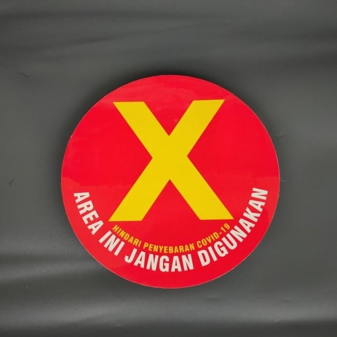 

_^_^_^] Stiker Jaga Jarak Versi X, Stiker Vinyl Diameter 22 cm, Waterproof