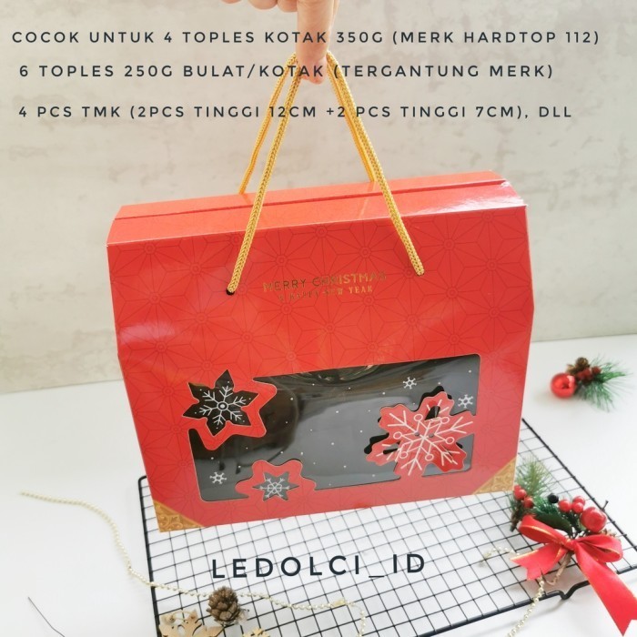

monggo] BOX TOPLES COOKIES NATAL CHRISTMAS TRAPESIUM FOIL 24x12x14 CM