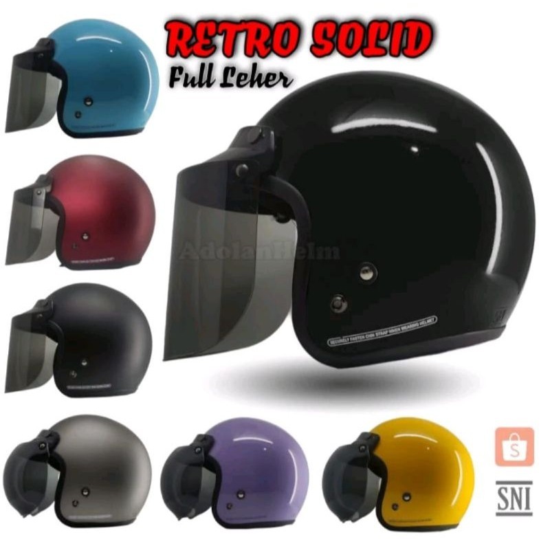 HELM BOGO POLOS SOLID DEWASA / HELM BOGO SEMI CARGLOS KACA DATAR CEMBUNG