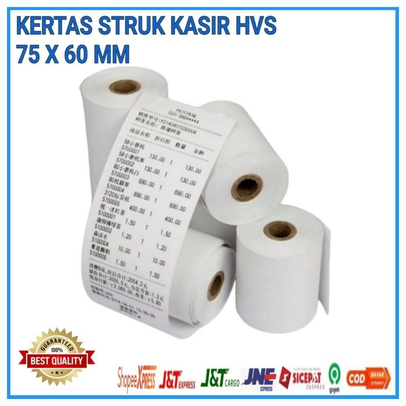 

KERTAS STRUK KASIR HVS 75 X 60 MM -(1PLY)