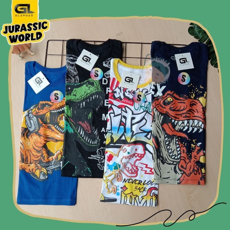 Kaos Anak Dinosaurus Series/ Kaos Pendek Murah Adem/ Kaos Jurassic World By Glamoas