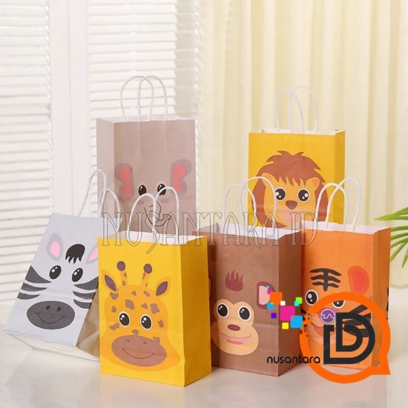 

PAPER BAG KERTAS ANIMAL KECIL / tas souvenor karakter kertas / tas kado motif animal / Gift Bag