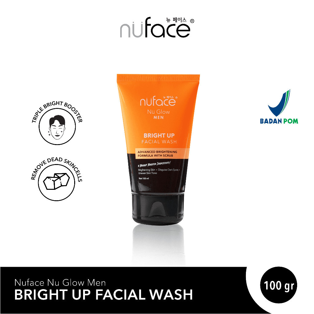 Nuface Nu Glow Men Bright Up / Acnover Facial Wash | Paket Perawatan 100gr