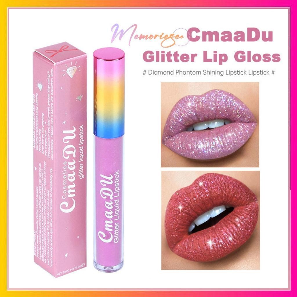 Douyin"  CMAADU Glitter Liquid Lipstick Lipstik Lip Gloss Diamond Matte Metalik Berkilau Tahan Air T
