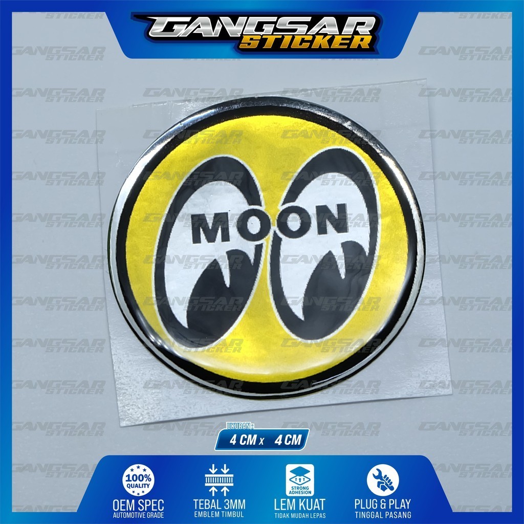 emblem timbul mooneyes / sticker 3d mooneyes / logo mooneyes bulat