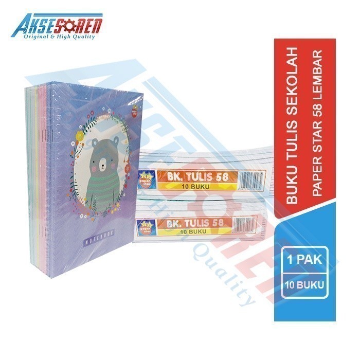 

Bergaransi Buku Tulis Paper Star 58 Lembar/1 Pack / Peralatan Sekolah 1 Pak Murah Terbatas