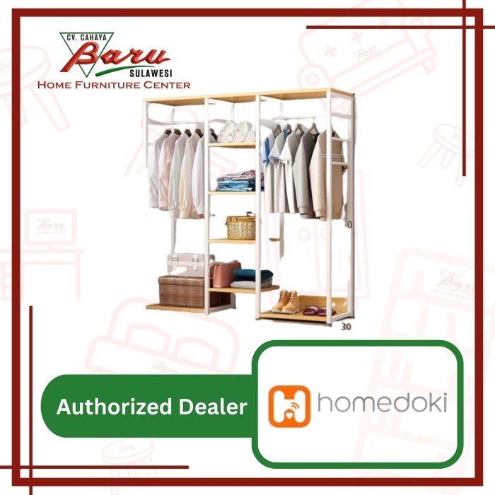 Rak Serba Guna / Rak Gantung Hanger / Rak Besi Kayu Homedoki HD 002