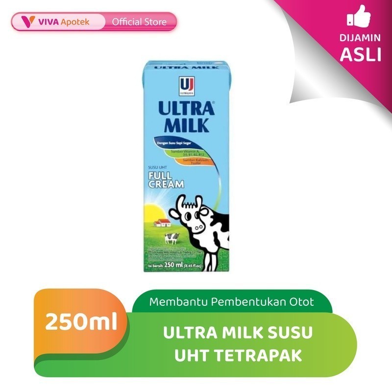 Promo Harga Ultra Milk Susu UHT Full Cream 250 ml - Shopee