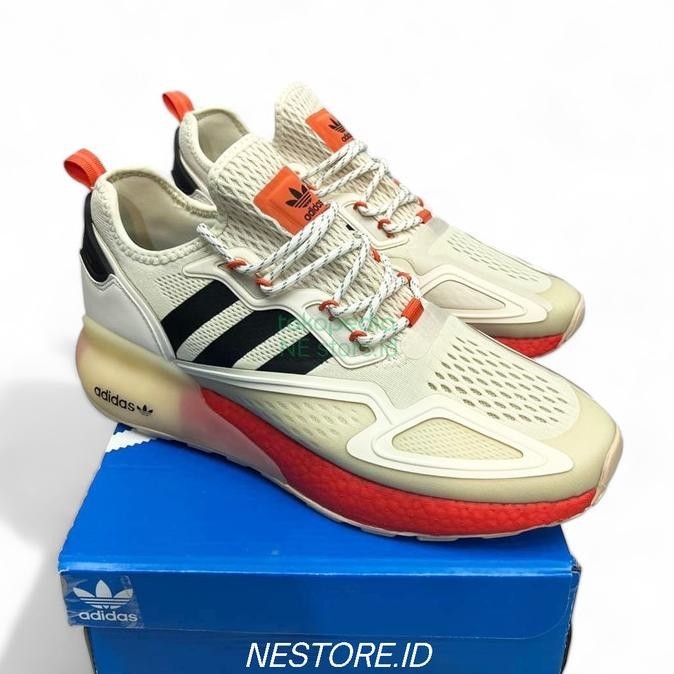 Sepatu Sneakers Olahraga Adidas Zx 2K Beige Orange Pria Dewasa Bnib Mikiokatsu54