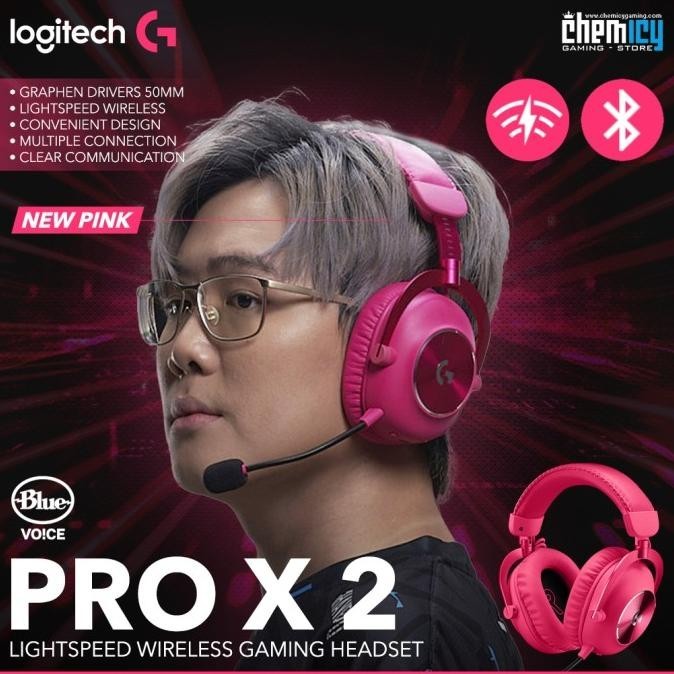 Logitech G Pro X 2 Pink Lightspeed Wireless Bluetooth Gaming Headset Runabenkei90