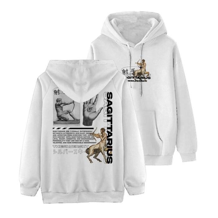 THESILVERSKY SAGITARIUS WHITE ZODIAC HOODIE