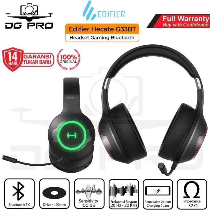 Edifier Hecate G33Bt Headset Headphone Gaming Bluetooth 5.0 Wireless Runabenkei90