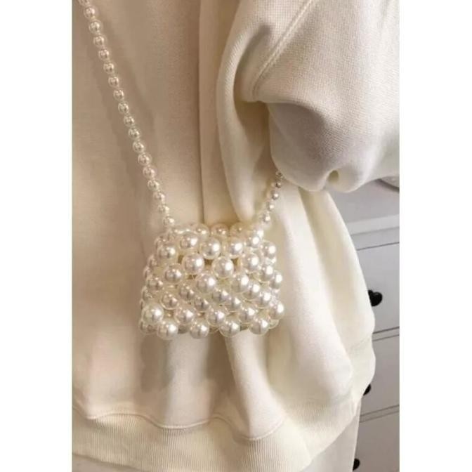 Gaby Beaded Mini Bag Pearl Akrilik Tas Selempang Mutiara Kecil Sling KS