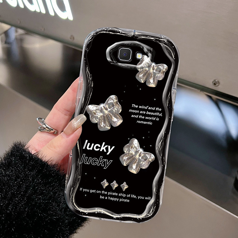 Casing Hp Samsung Galaxy J7 Prime J2 Prime J7 Prime 2 Case Casing Lucu Busur perak pola mewah Softca