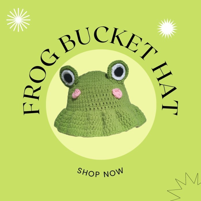 Termurah Topi rajut kodok/ frog bucket hat