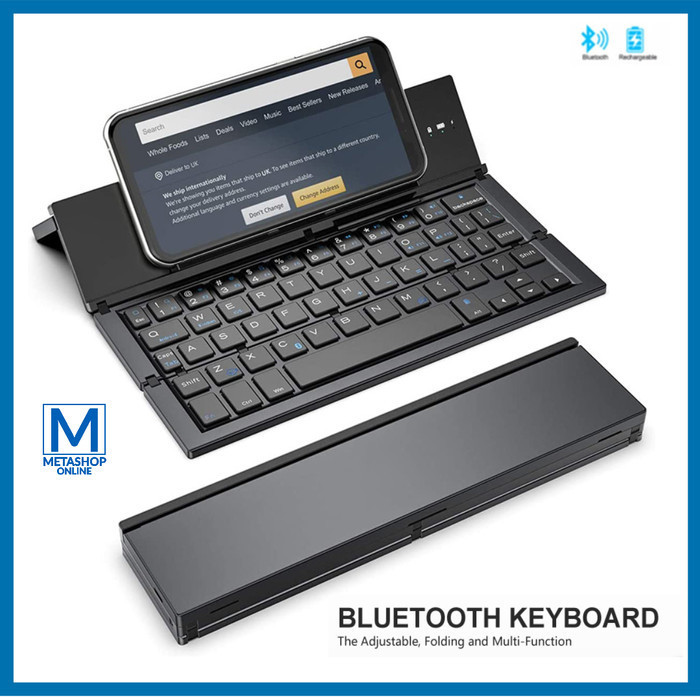 Bow Folding Keyboard Wireless Rechargeable Bluetooth For Phone Tablet
