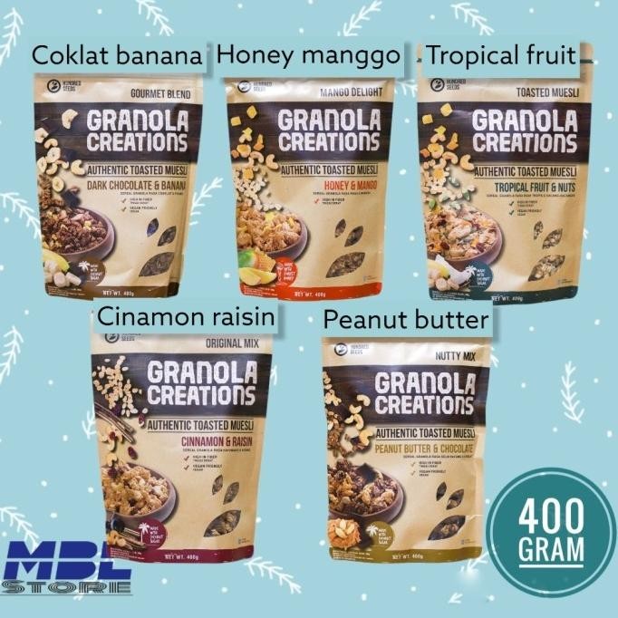 

Hundred Seeds Granola Creation 400 Gram Coklat Banana Cinammon Raisin