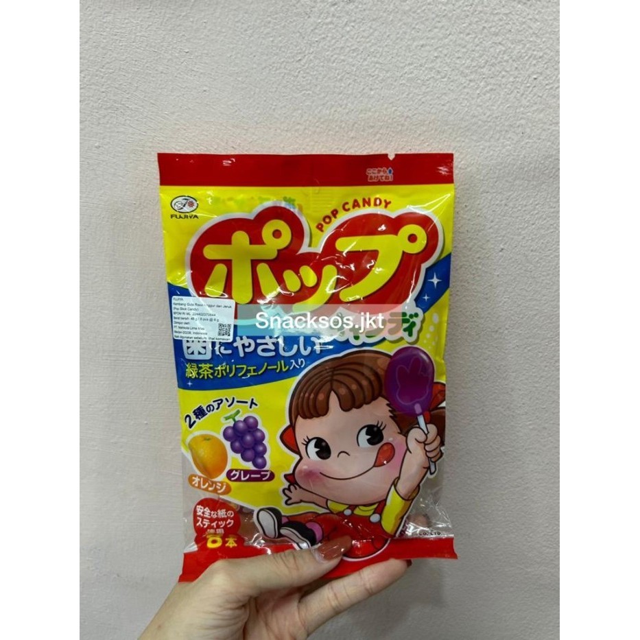 

Fujiya Pop Stick Candy 48Gr -Fujiya Kembang Gula Rasa Anggur Dan Jeruk