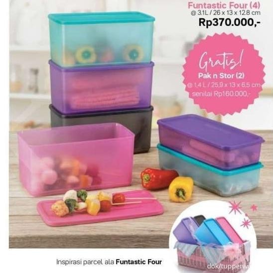 Promo Tupperware Colorful Funtastic Four 6Pcs Toples Serbaguna