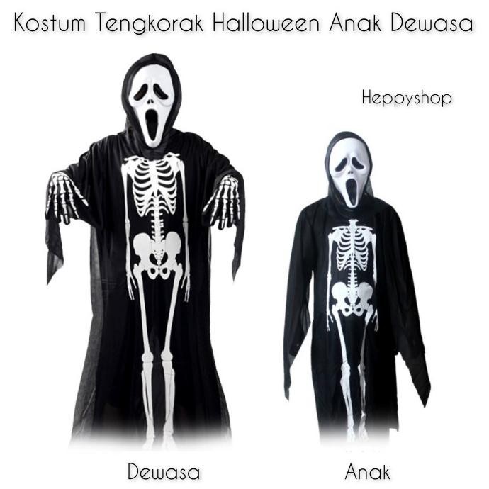 New Kostum Tengkorak Skull Scream Halloween Costume Anak Dewasa Berkualitas