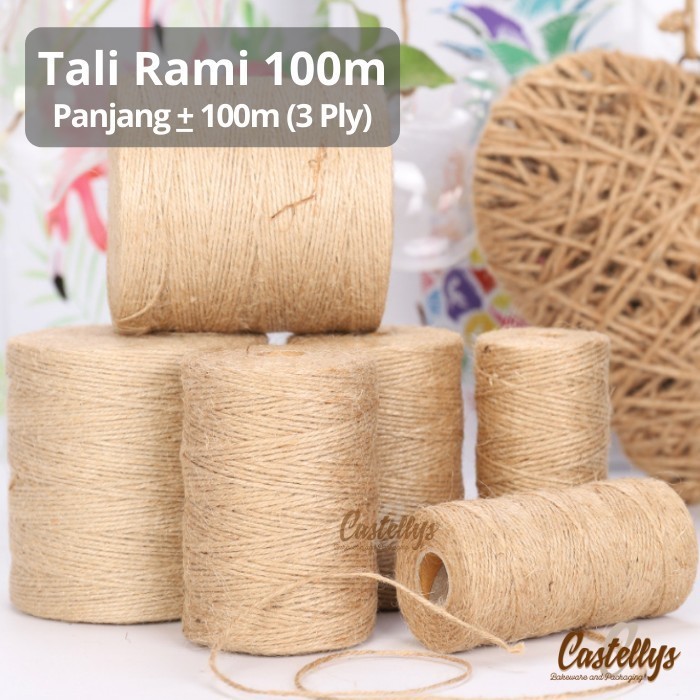 

~~~~~] Tali Rami Goni Roll 100m Hemp Rope Twine Hangtag Hiasan Kotak Kue Kado