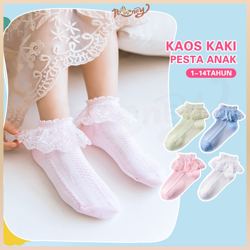 Poney Kaos kaki anak perempuan import ruffle Kaos kaki renda anak perempuan