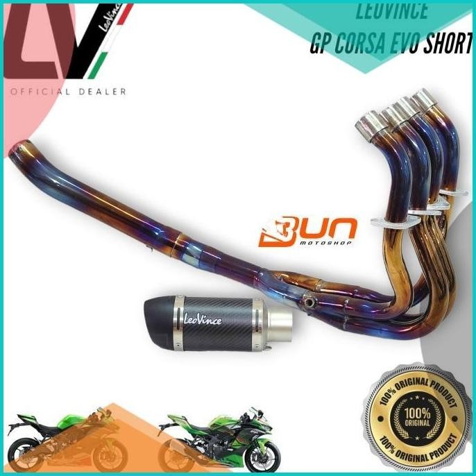 Leovince GP CORSA EVO SHORT FULLSYSTEM ZX25R ZX25RR HEADER BURN BLUE 1