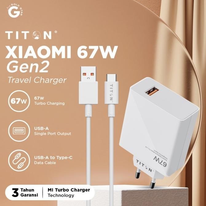 Titon Kepala Charger 67W Xiaomi Original Turbo Usb To Tc