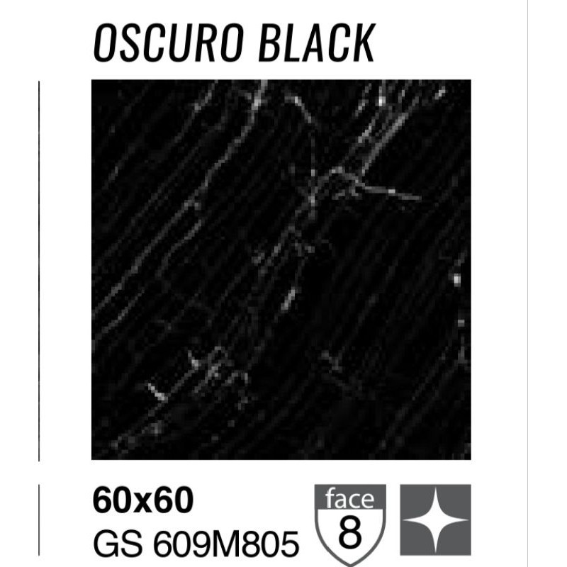 GRANIT GLOSSY MOTIF MARBEL HITAM OSCURO BLACK GS 609M805  UKURAN 60X60 BY GARUDA