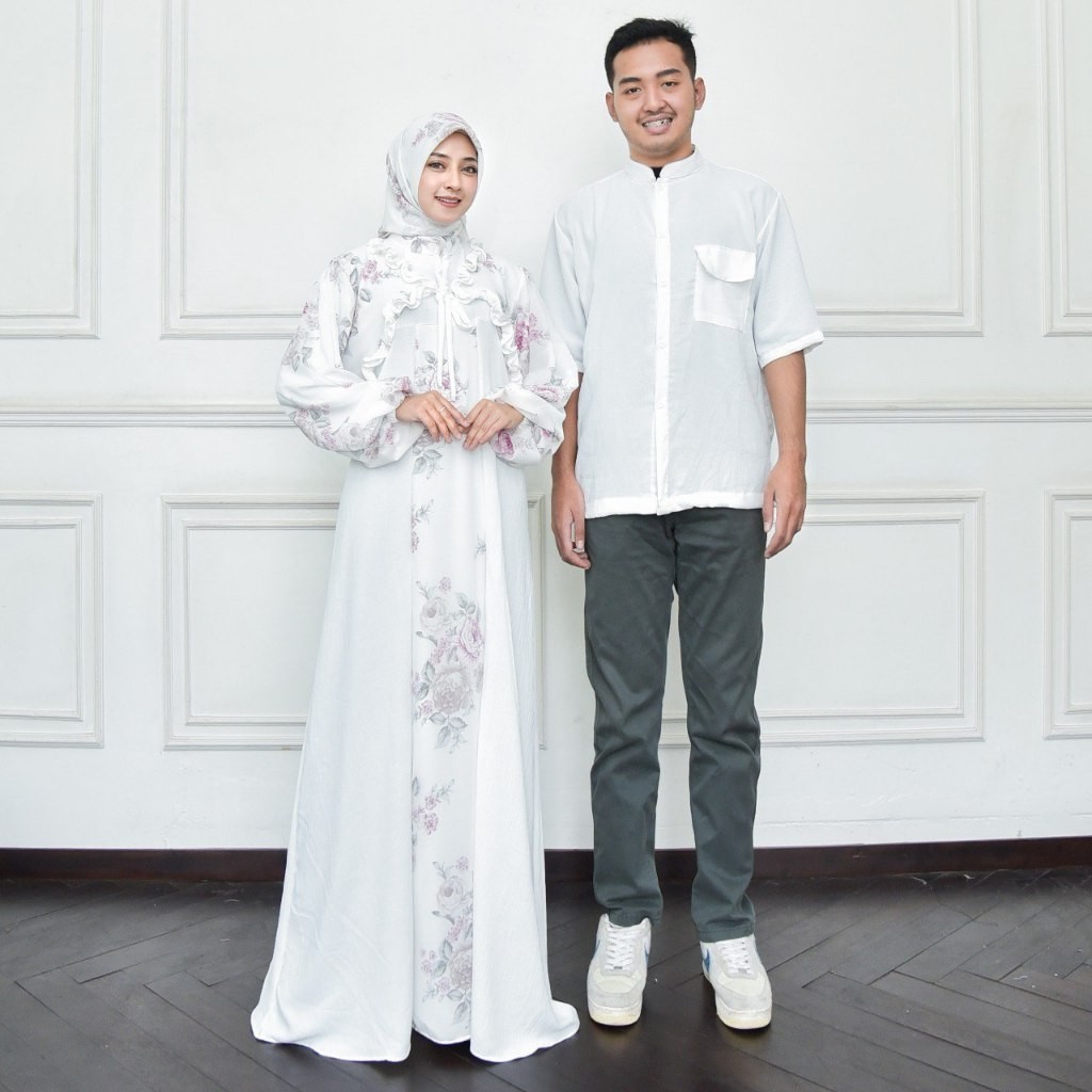 Gamis Couple Ghamis Dewasa Games Kouple Bju Pasangan Cewek 2024 Sarimbit Brokat Hari Raya Muslim Pak