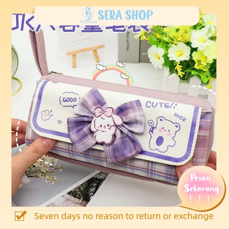 

▤❒Sera Sera Tas Pensil Kapasitas Besar Kanvas JK Sederhana Anak Laki-laki dan Perempuan Bernilai Tinggi Tas Alat Tulis Mahasiswa Multi-fungsional Double-Layer Tas Pensil
