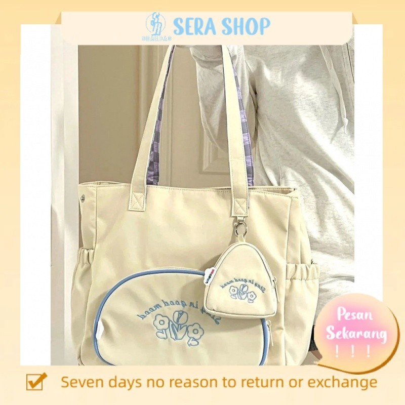 ∋Sera AORDA Bunga Beruang Tangan Akun Tote Bag Wanita Kapasitas Besar Komuter Tas Komputer Messenger