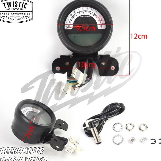 Speedometer Digital Bulat Vulso Motor Custom Universal Bober Scrambler