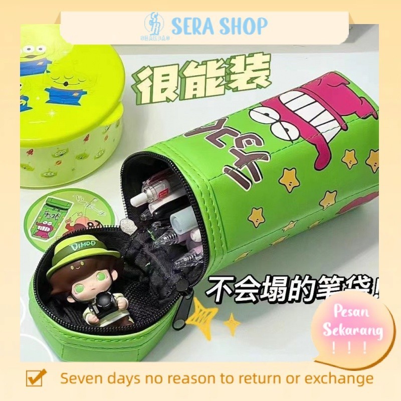 

❇Sera Crayon Xiaoxin tas pena ritsleting tiga dimensi kartun buaya heksagonal tas alat tulis niche tas penyimpanan siswa kreatif