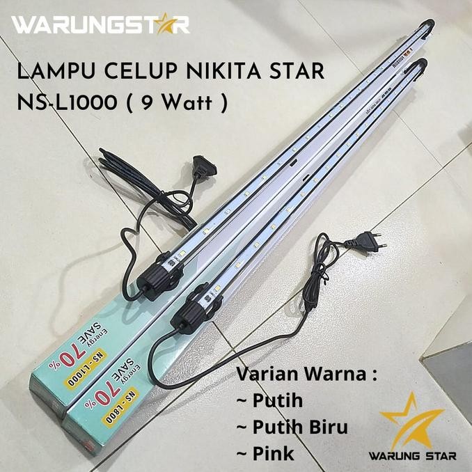 New LAMPU LED CELUP 100 CM 9 WATT NIKITA / LAMPU CELUP AQUARIUM 100 CM - Putih Biru
