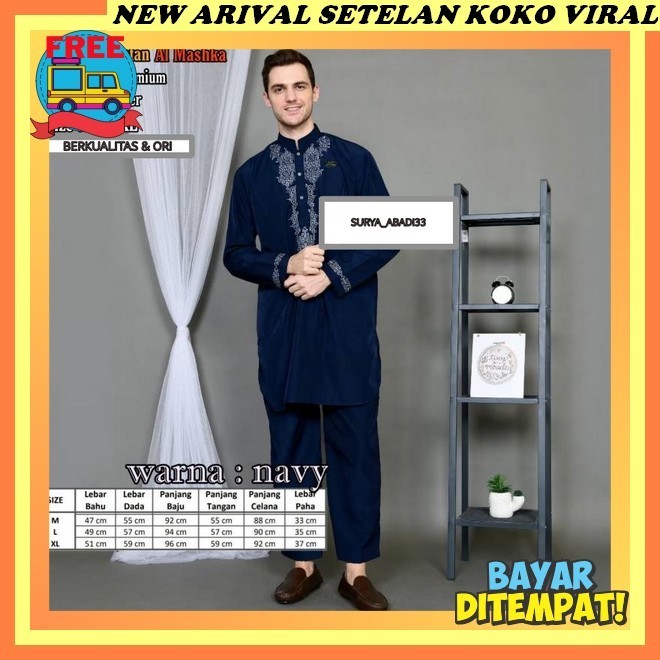 Baju Muslim Laki Laki Dewasa Terbaru 2024 1Set Pkaian Hadroh Priadewasa Waneset Kmja Lebaran Laki2 B