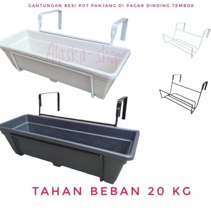 Gantungan Pot Panjang Besi Rak Pot Bunga Gantung Pagar Dinding Tembok Noviastuffs