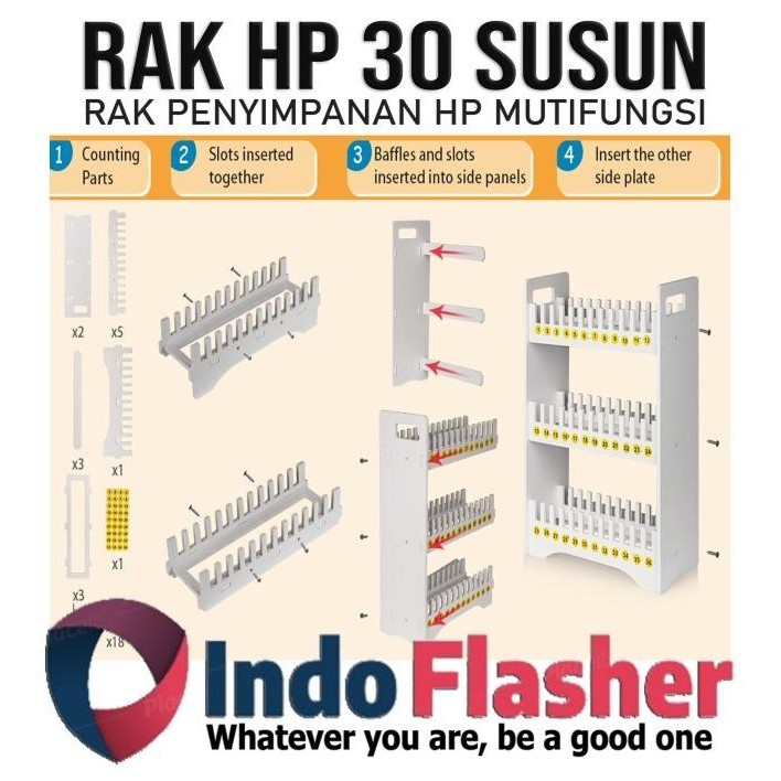 Rak HP 30 Susun Slot Dinding Serbaguna