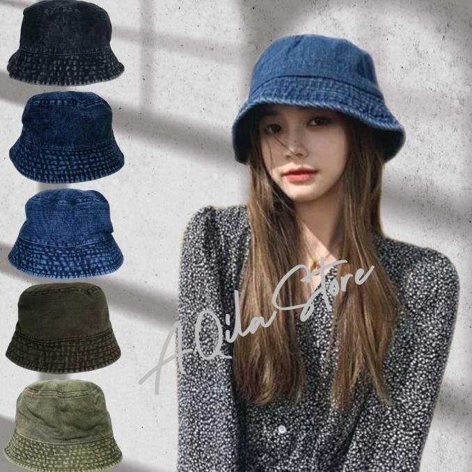 Topi Bucket Hat Jeans Denim Pria / Wanita Dewasa Gaya Trendy